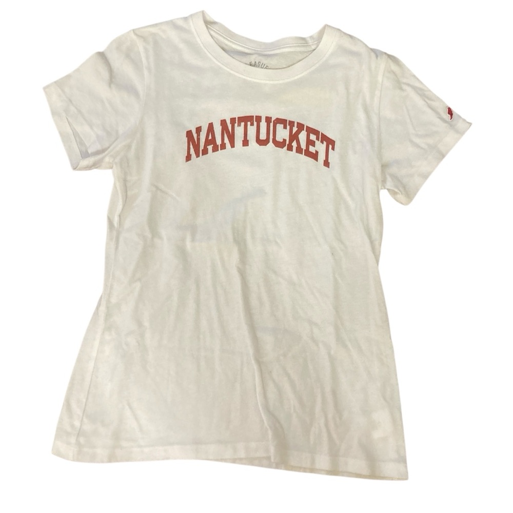 Women’s White NANTUCKET T-Shirt with Red Nantucket Print- Sz M